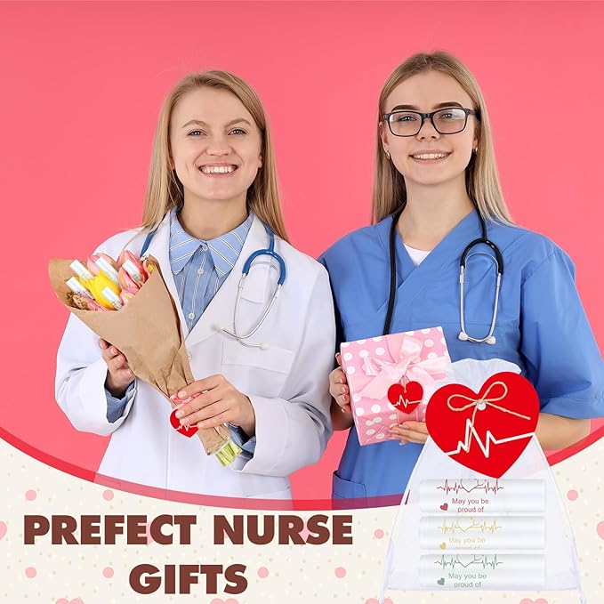 50 Sets Nurse Lip Balm Gifts Bulk Moisturizing Nurse Lip Balm with 50 Organza Drawstring Gift Bags 50 Tags Nurse Day Nurse Week Nurse Student Graduate Appreciate Gifts Bulk(Nurse)