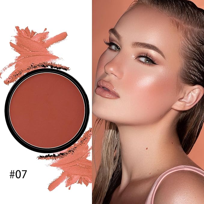 Boobeen Powder Blush Matte Blush, Highly Pigmented Beauty Cream Blush Palette for Create A Natural Cheek Flushed Look, Rich Colors (C-07)