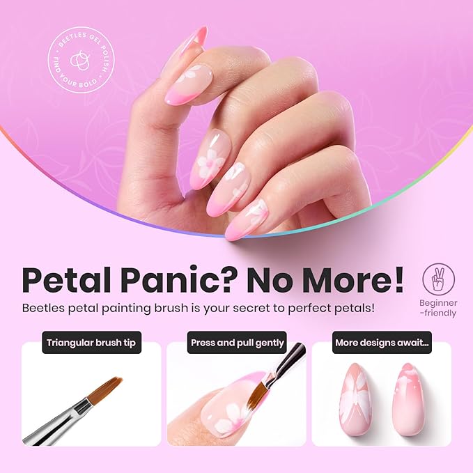 Beetles Nail Art Brushes, 6pcs Nail Art Tool Set, Nail Double-headed Dotting Tools, Striping Nail Art Brushes for Long/Short Lines, Nail Drawing Pen with Nail Brush Holder&Palette For Nail Design