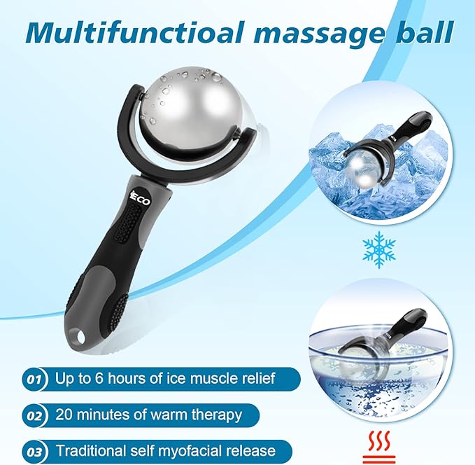 Cryosphere Cold Massage Roller Ball - Massage Ball for Cold & Heat Relief, Myofascial Release, Trigger Point Therapy, Muscle Knots - Deep Tissue Ice Massager