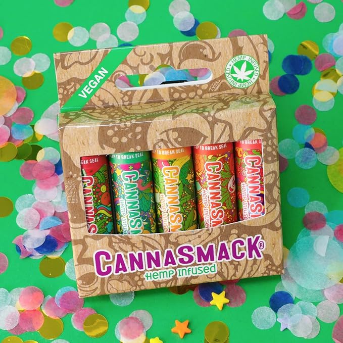 CannaSmack Vegan Hemp Lip Balm - 5 Flavors Included - Soothe, Moisturize, Hydrate, Protect, & Nourish Dry Chapped or Irritated Lips - Made with Hemp Seed Oil, Natural, & Botanical Ingredients