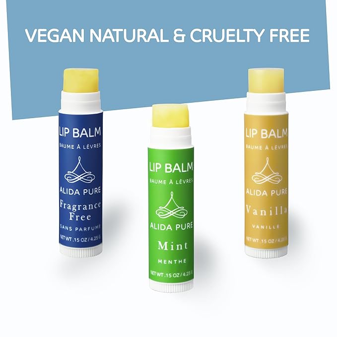 Favorites Lip Balm Collection, Vegan Lip Balm Set, Bees Wax Free, Coconut Oil Free, Avocado Oil, Organic Jojoba Oil, Vitamin E, Natural Moisturizer For Dry Cracked Lips, 3 Tube Set