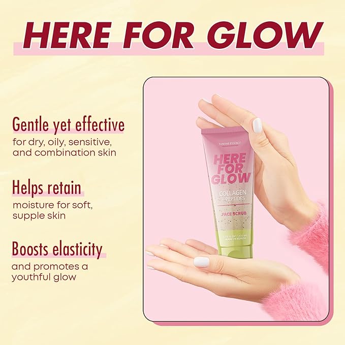 Collagen Facial Scrub - Dermatologist Tested, Anti-Aging, Hydrates & Improves Firmness, Korean Skin Care, 95% Natural, Clean Beauty, Non - GMO, Cruelty - Free - 1 Pack