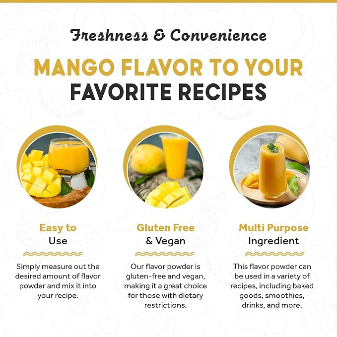Fanale Premium Mango Bubble Tea Flavoring Powder | Perfect for Baking, Smoothies, Desserts and Drinks | Instant Flavoring Powder for Boba Milk Tea - 2.2 Pounds (Pack of 20).