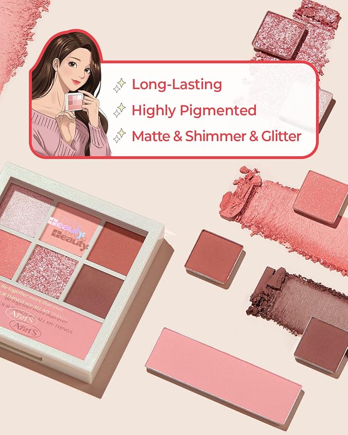 AMTS x True Beauty Edition - Some Love EyeShadow Makeup Palette | Matte Shimmer Metallic, Long Lasting, Cheek blush, All My Things, K Beauty, Pink Gold makeup