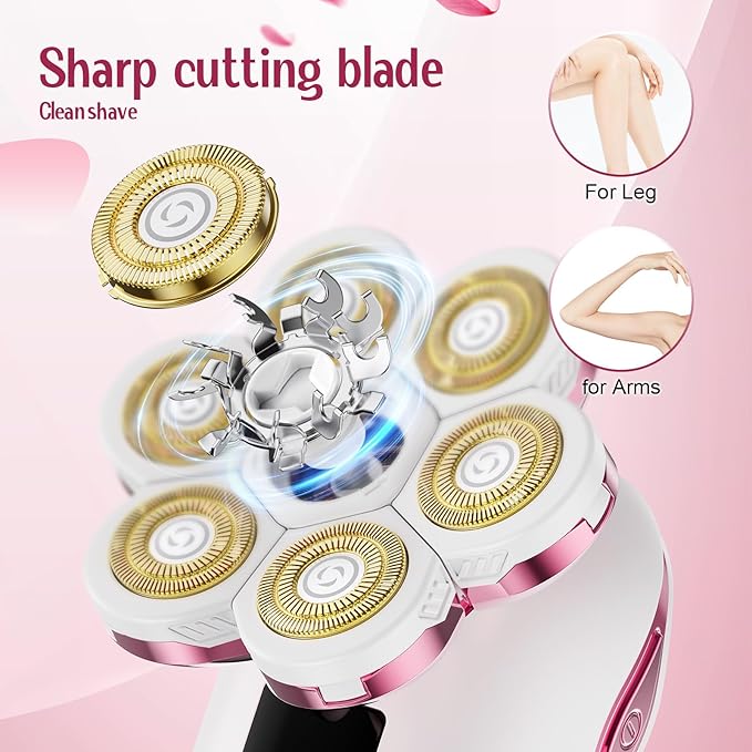 Electric Razors for Women,7D Gifts for Women,Cordless Electric Shaver with Detachable Head Wet/Dry Facial Hair Remover for Legs Painless Water Resistant (Pink)