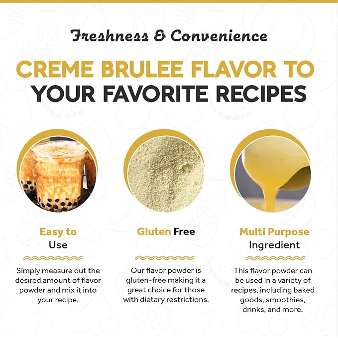 Fanale Premium Creme Brulee Bubble Tea Flavoring Powder | Perfect for Baking, Smoothies, Desserts and Drinks | Instant Flavoring Powder for Boba Milk Tea - 2.2 Pounds (Pack of 20).