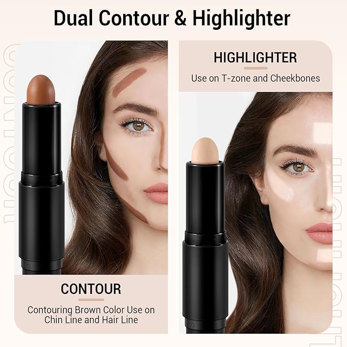 Cream Contour Stick Bronzer Highlighter Face Shaping & Contouring Matte Makeup Long Lasting Waterproof