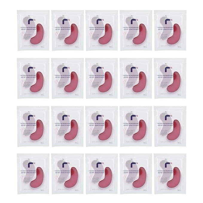Eye Patches, 20PCS Red Ginseng Repair Eye Moisturizing Nourishing Eye Patch Firming Pad Dark Circles Crystal Collagen 3g for Wrinkles, Puffy Eyes