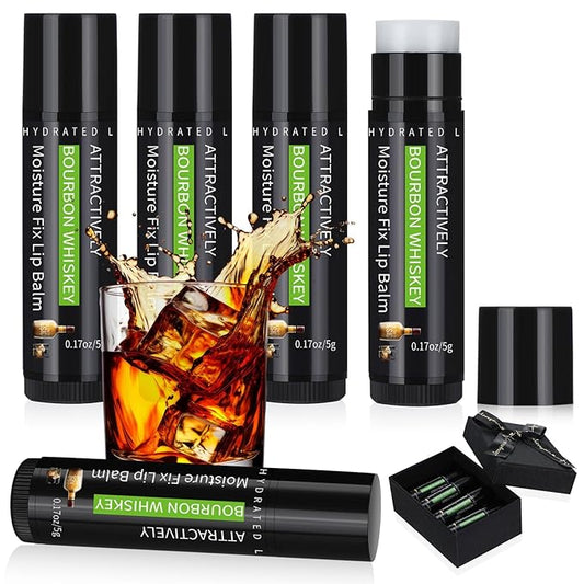 4 Pcs Lip Balm with Gift Box for Men Raffia Grass Organic Natural Beeswax Lip Balm for Father's Day Gifts Women Adults Teens Dry Chapped Lips Care Product