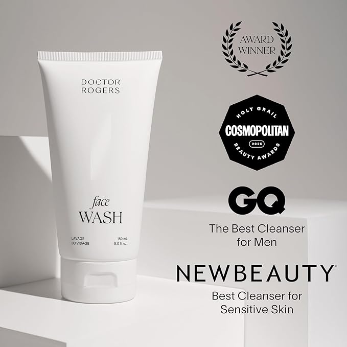 Doctor Rogers Face Wash. Gentle Hydrating Daily Cleanser for Sensitive, Dry & Combination Skin, 5 Ounce (150 ml) Tube