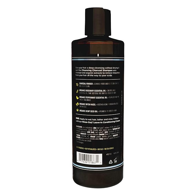 Barrel and Oak - Cleansing Charcoal Shampoo, Clarifying Shampoo, Hair Care for Men, Deep Cleans & Purifies, Hydrates & Soothes Dry Scalp, Essential Oil-Based Scent, Vegan (Mint & Eucalyptus, 16 oz)