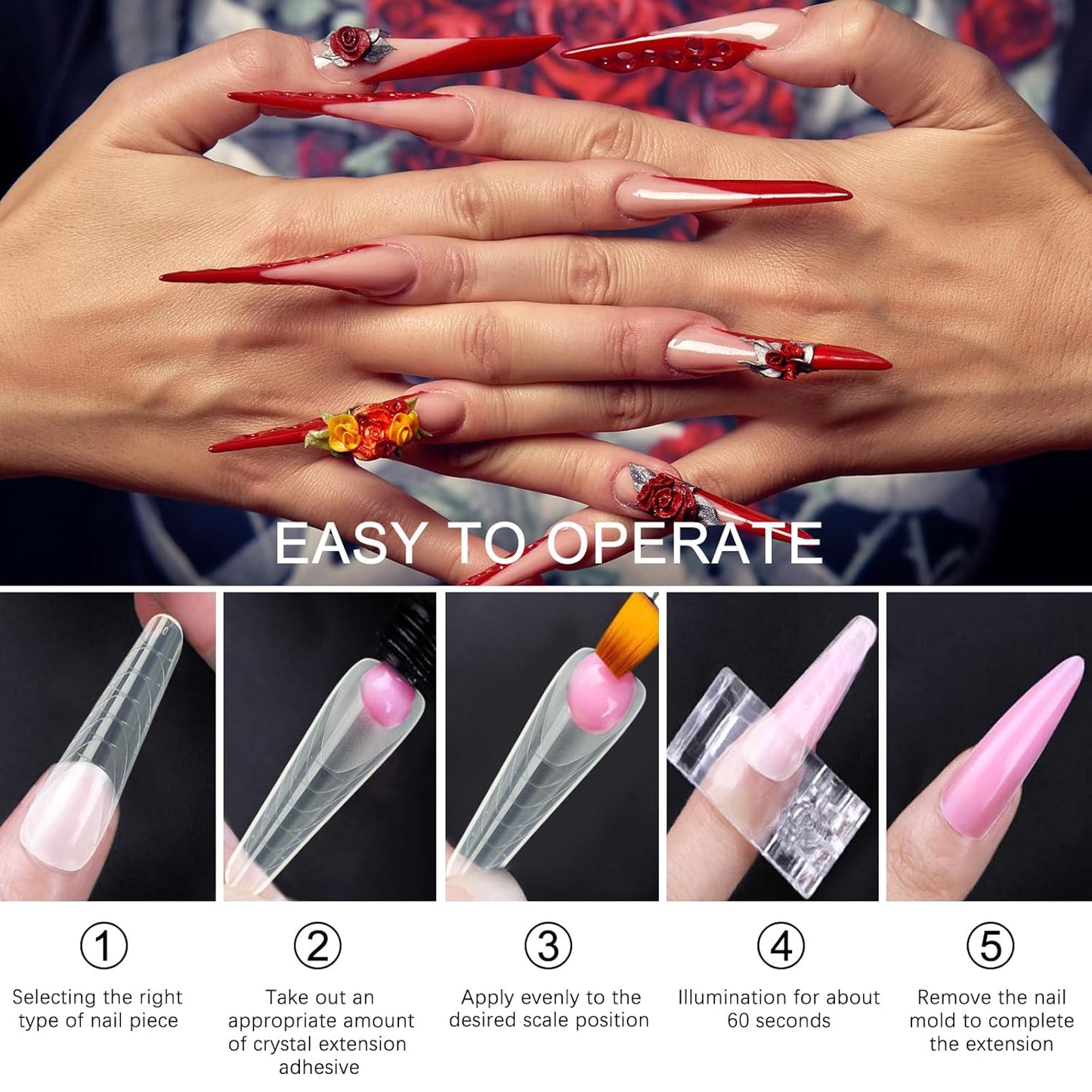 120 Pcs Dual Nail Forms 12 Sizes Half Matte Extension Poly Nail Gel Full Cover Nail Molds With Scale Builder Coffin Nail for Gel Manicure Nail Art Design Salon DIY at Home