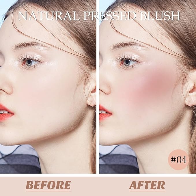 Boobeen Powder Blush, Single Color Blush Face Blush Palette Matte Baked Cream Blush Makeup Powder, High Pigment Pressed Blush for Create a Natural Cheek Flushed Look