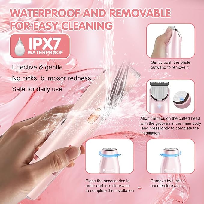 Dermave Bikini Shaver,Bikini Trimmer for Women,2025 Upgrade Dual Head Shaver Women,2 in 1 Wet & Dry Waterproof Electric Bikini Trimmer for Face, Body & Intimate Areas,Blue