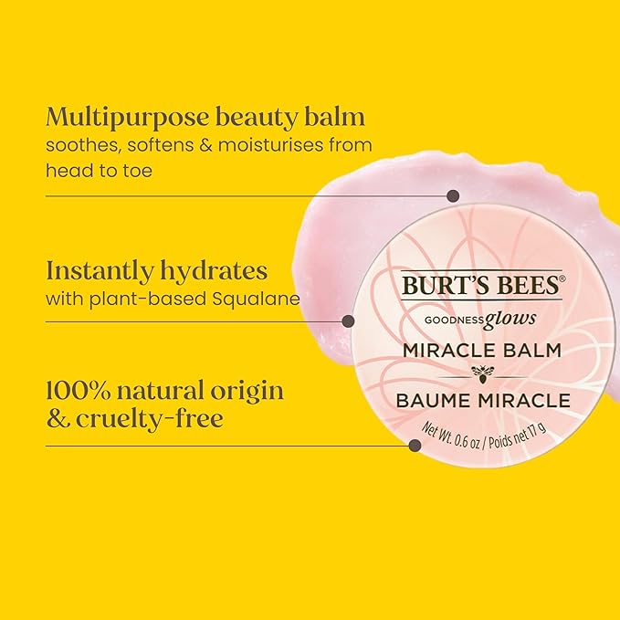 Burt's Bees 100% Natural Origin Goodness Glows Miracle Balm, Hydrates and Softens Dry Skin From Head To Toe, 0.6 Ounce Tin