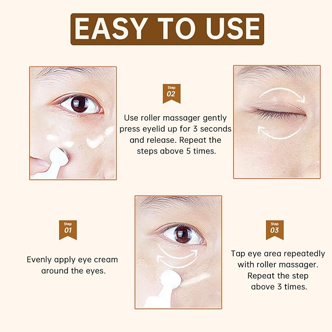 Advanced Snail Peptide Eye Cream for Dark Circles & Puffiness, Snail Mucin Eye Cream with Niacinamide Reduce Wrinkles & Fine Lines, 1 Pcs Under Eye Roller Cream for Moisturizing.