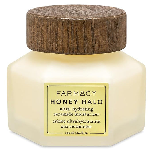 Farmacy Ceramide Face Moisturizer - Honey Halo Hydrating Facial Moisturizer for Dry Skin - Plumps, Soothes + Restores Skin with Potent Ceramides + Buckwheat Honey for a Dewy, Healthy Glow (100ml)