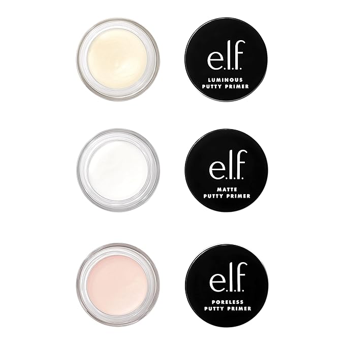 e.l.f. Cosmetics Putty Primer Trio, Includes Poreless Putty, Matte Putty & Luminous Putty, Travel Size, 0.14 Oz (4g) Each, 0.14 ounces, Count 3 ( Pack of 1)