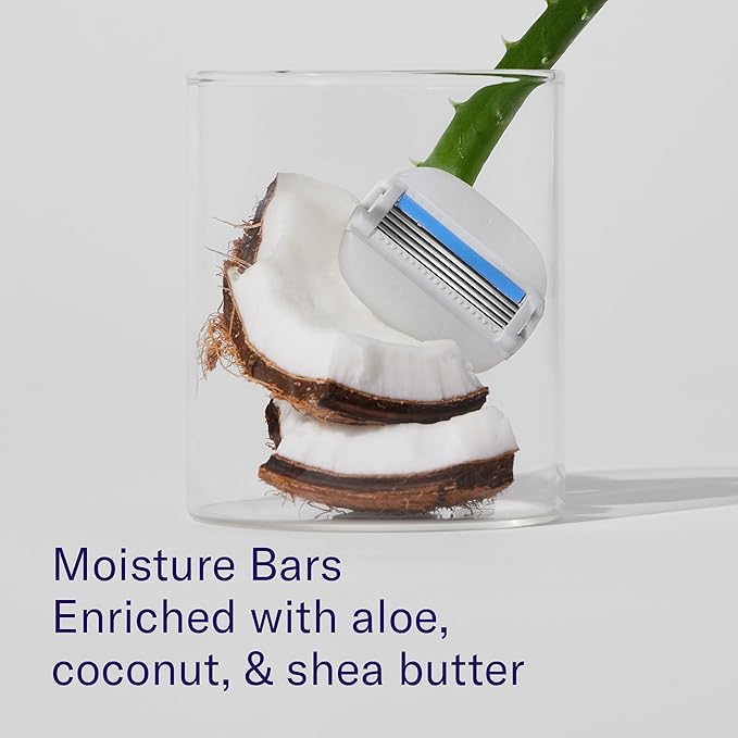 Flamingo Moisture Plus Women's Razor Set - Razor Handle, 4 Blade Refills, Shower Holder - Seafoam