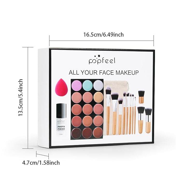 All in One Professional Makeup Kit for Women Girls Holiday Makeup Gift Sets Xmas Essential Bundle Include Eyeshadow Palette Lipstick Blush Concealer Eyeliner Mascara Brush Eyebrow Pencil