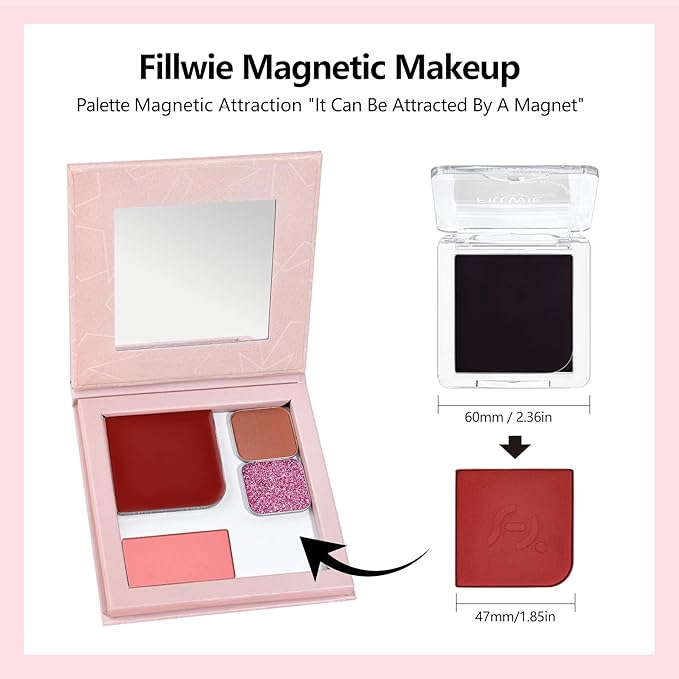 Blush Palette Duo – Cream & Powder Blush Set in Deep Red, Long-Wearing & Moisturizing, Easy to Blend, Radiant Coverage for Cheeks, Eyes & Lips, Magnetic Palette Compatible (2-Pack, Maple Crush)