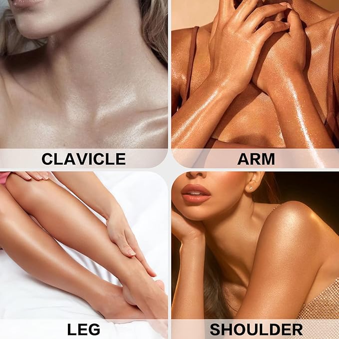 FOCALLURE Starfall Glowing Liquid Highlighter, Shimmering Body Oil, Non-Sticky Shimmer Liquid Luminizer, Non-Greasy, Face & Body Glitter Makeup for Costumes, Cosplay, Rave Festival, BRONZE CRAZE