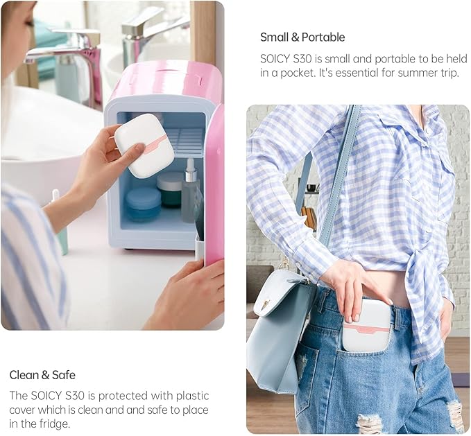 Ice Roller for Face with Gua Sha, Travel ice Roller Cold Therapy Tools, Cold Facial Ice Roller Massager for Eye Puffiness, Migraine, TMJ Pain Relief & Minor Injury (Pink)