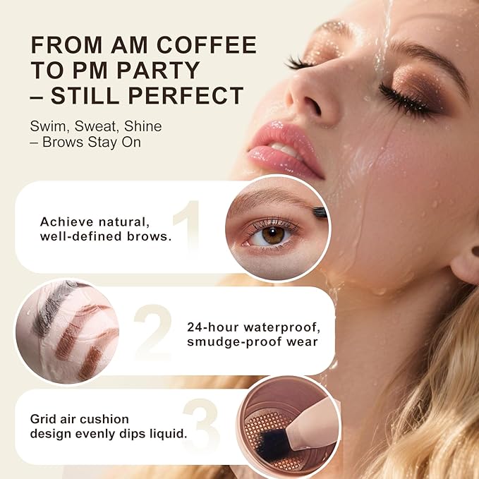 Eyebrow Pen with Hair-Like Strokes, Microblading Eyebrow Pen, Angled Brow Tint Brush for Eyebrows, Smudge Proof, Long Lasting, Easy to Color, Brown