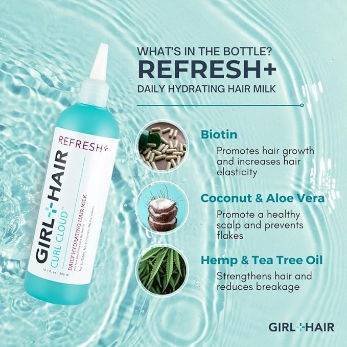 GIRL+HAIR Clear and Refresh Set, Refresh Plus Aloe Vera, Biotin, Apple Cider Vinegar Hair Rinse Removes Scalp Buildup, No Sulfates