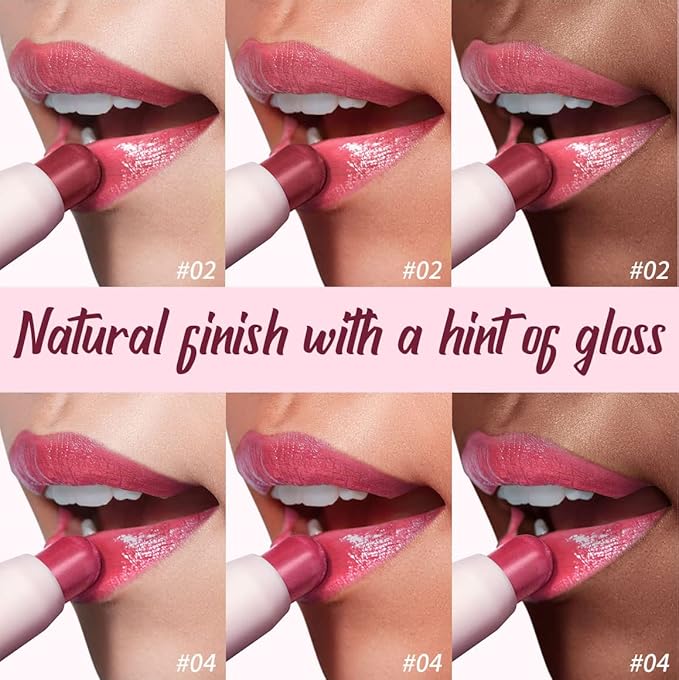 2PCS Tinted Lip Balm Chapstick with Color, Natural Semi - Gloss Finish, Hydrating/Coloring 2 in 1 Moisturizer Lip Stick for Girls & Women #02＋#04