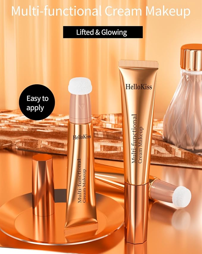 Go Ho Liquid Contour Beauty Wand,Blendable Super Silky Cream Contour Stick,Moisturizing Contour Blusher Stick with Fine Cushion Applicator,Cruelty-free, 002# Medium Brown