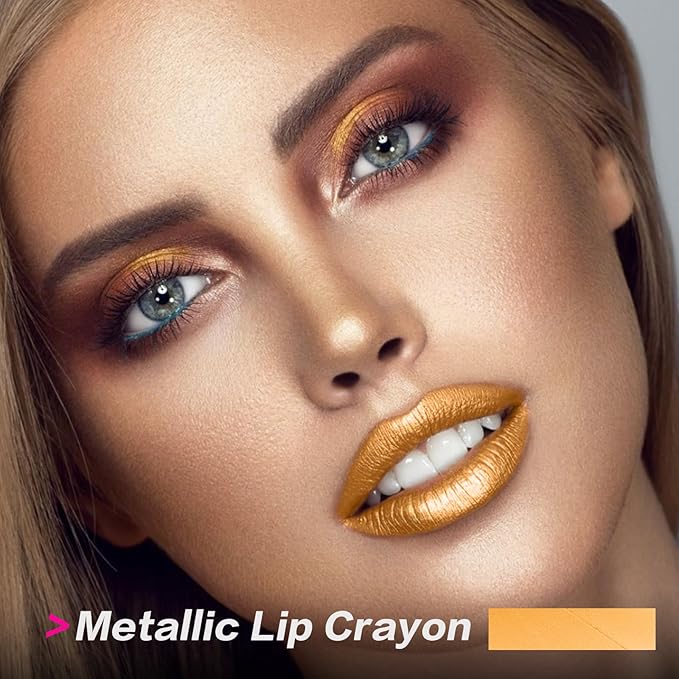 FOCALLURE Ultra Chic Metallic Lipstick,Rich Vitamin E Lip Crayon,Lightweight Shinning Color without Drying or Fading,Long Lasting Lips Makeup,#29 Topaz