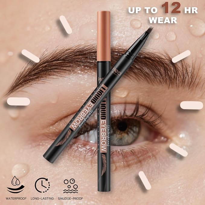 Eyebrow Pen,Angled Brow Brush,Eyebrow Pencils for Women,Natural Brow Pen,Hair-Like Strokes, 24hrs Long-Lasting,Waterproof, Smudge-Proof, Easy to Use,Multiple Uses,Gifts for Her, Dark Brown