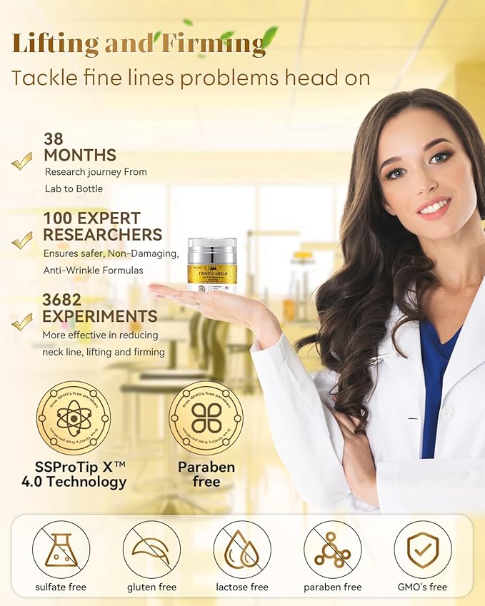 3% Retinol Cream Face Moisturizer, Anti Aging Neck Firming Cream with Collagen, Day & Night Face Cream with Hyaluronic Acid, Lifting & Tightening Wrinkle for Women & Men, 1.7 FL OZ, 3PC