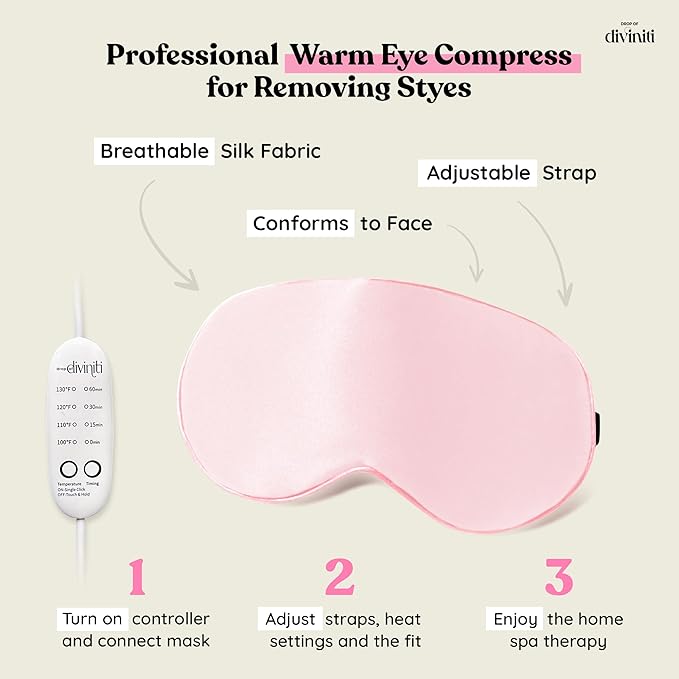 Heated Eye Mask for Dry Eye Relief - Stye Eye Treatment, Sinus Eyemask, Electric Eye Mask for Dry Eyes Moist Heat, Dry Eye Masks with Moist Heat Warming Compress Eye Mask - Warm Compress - DiviniTi