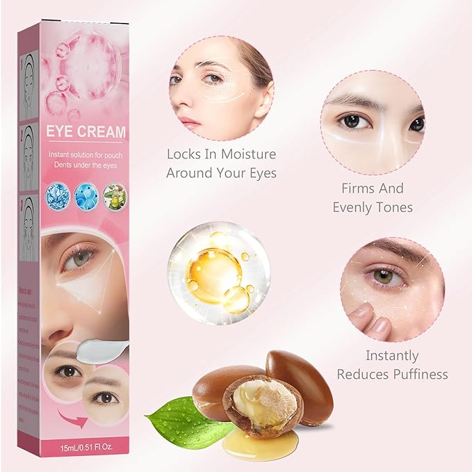 Instant Under Eye Cream, Ream For Eye Bags, Moisturizing Eye Cream, Anti-Wrinkle Eye, Brightening Eyes Tightener Cream, Helps To Instantly Reduce The Puffy Eye Look（2pcs）