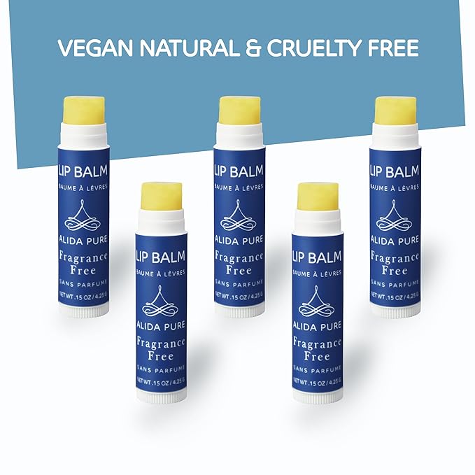 Fragrance Free Bulk Lip Balm Collection, Unscented Vegan Lip Balm, Bees Wax Free, Coconut Oil Free, Avocado Oil, Organic Jojoba Oil, Vitamin E, For Dry, Chapped, or Cracked Lips, 50 Tubes