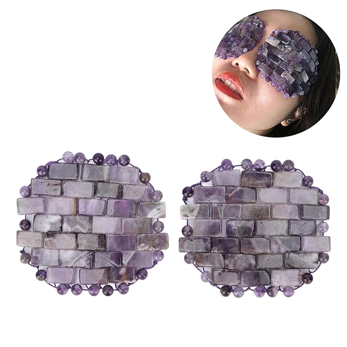 Jade Eye Mask, Amethyst Eye Pack Wrinkle Puff Elimination Dark Circles Fading Quartz Stone Eye Patch Jadestone Eye Massager Relieve Eye Fatigue