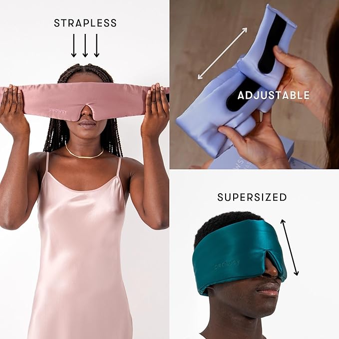 DROWSY Silk Sleep Mask. Face-Hugging, Padded Silk Cocoon for Luxury Sleep in Total Darkness. (Black Jade)