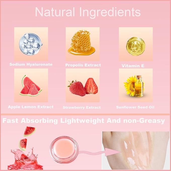 1 PCS Bee Lip Balm Honey Pot, Exfoliating Watermelon Bee Lip Balm Sleeping Lip Mask Overnight with Sticks, Honey Pot Lip Balm Prevention Dry Hydrating and Crack Lip Scrubs