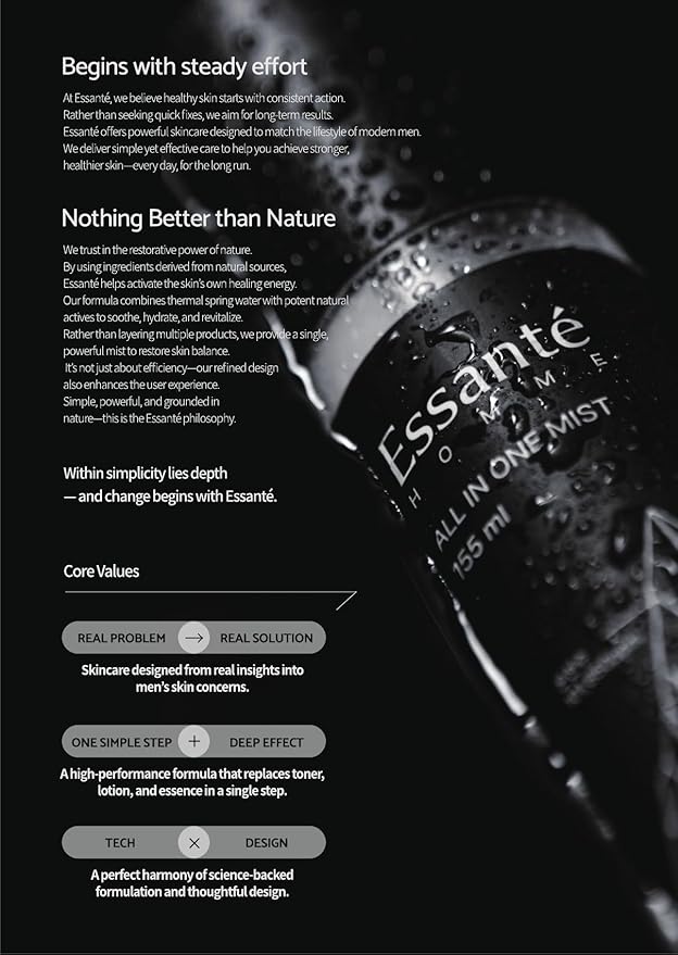 ESSENTÉ Hot Spring All-in-One Facial Mist, 3-in-1 Toner, Lotion & Essence, Deep Hydration & Soothing, Non-Sticky, Ultra-Fine Spray 5.24 fl oz