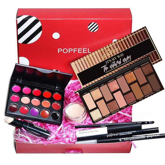 All in One Makeup Kit for Women Full Kit, Kit de Maquillaje para Mujer Included 16 Colors Eyeshadow Palette, Brushes, Mascara, Eyeliner, Lipstick Palette, Contour Stick