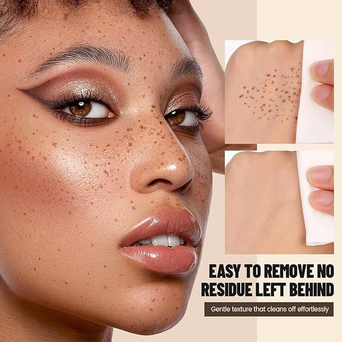 Freckle Stamp,Faux Freckle Stamp,Quick Dry Fake Freckles Pen,Waterproof Long Lasting Natural Vivid Faux Freckles Pen,Get Sun-Kissed Stars Makeup in One Press,5-Dot Design,01.Ash Chestnut.