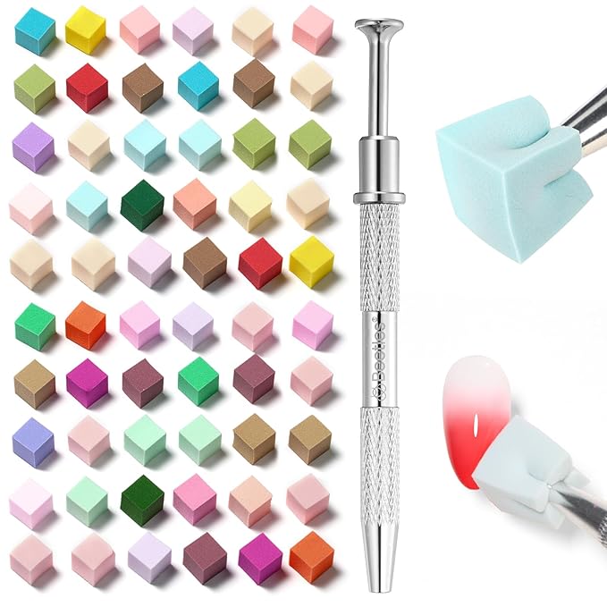 Beetles Gel Polish Soft Nail Sponges for Ombre, 88Pcs Large Size Nail Art Sponges With Grabbing Pen, Ombre Nail Brush to Creat Color Gradient Effect, Manicure Nail Art Tools for Nail Art Design