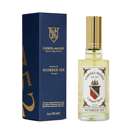 Caswell-Massey Number Six Gold Cap Cologne, Men’s Cologne with Sophisticated Top Notes of Bergamot, Rosemary & White Narcissus with a Premium Lavender Base, 3 Fl Oz