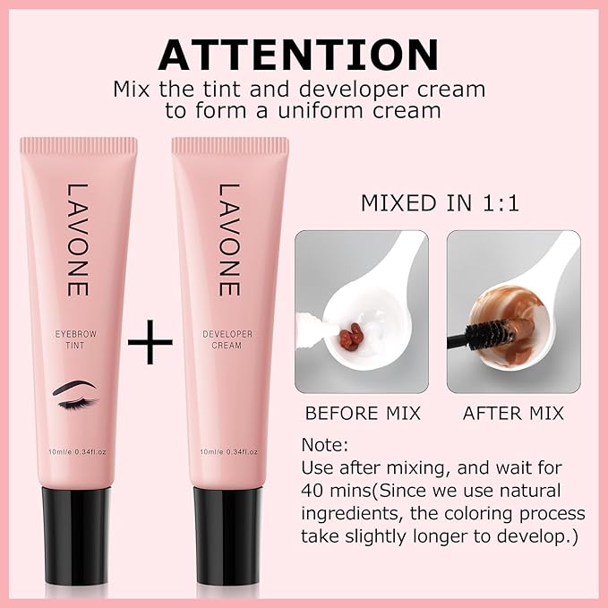 Eyebrow Color Kit with Brow Color & Eyebrow Pencil, 2-in-1 Natural Effects Eyebrow Makeup Set, Easy & Safe to Use 10ml - Black