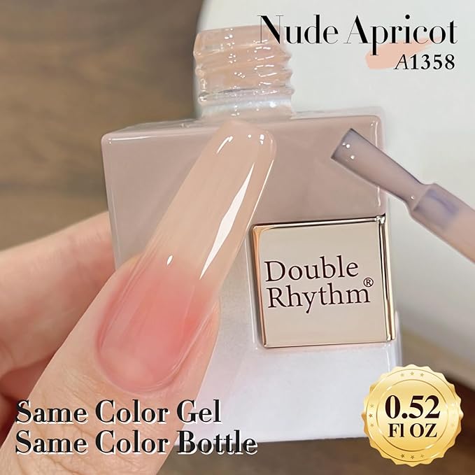 Double Rhythm 0.5Oz Translucent Gel Polish Sheer Neutral Natural Light Milky Same Color Same Bottle 15ML Jelly Gel Polish Art DIY at Home (Milky Nude-A1358)