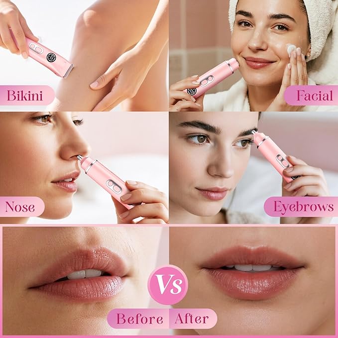 Bikini Trimmer for Women|Hair Removal Shaver - Painless Electric Razor, Cordless Body Shaver for Travel, Replaceable Lady Facial Razor|Trim Nasal/Eyebrows, IPX7 Waterproof&Easy Cleaning, Ceramic Blade