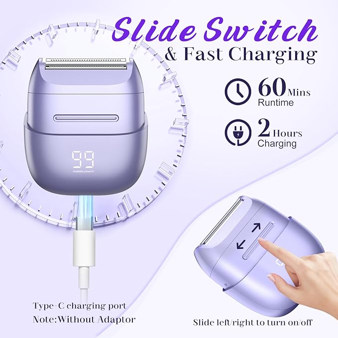 Electric Razors for Women, Womens Electric Leg Shaver Cordless Shaver for Women Painless Facial Hair Removal for Arms, Underarms, Bikini Trimmer, Portable & Safe, Wet & Dry Use Razor